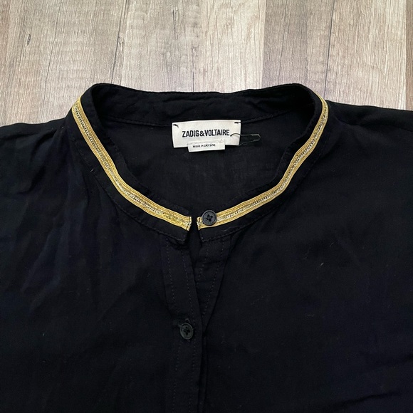 Zadig & Voltaire Black with Gold Trim Collar Dress - Picture 5 of 11